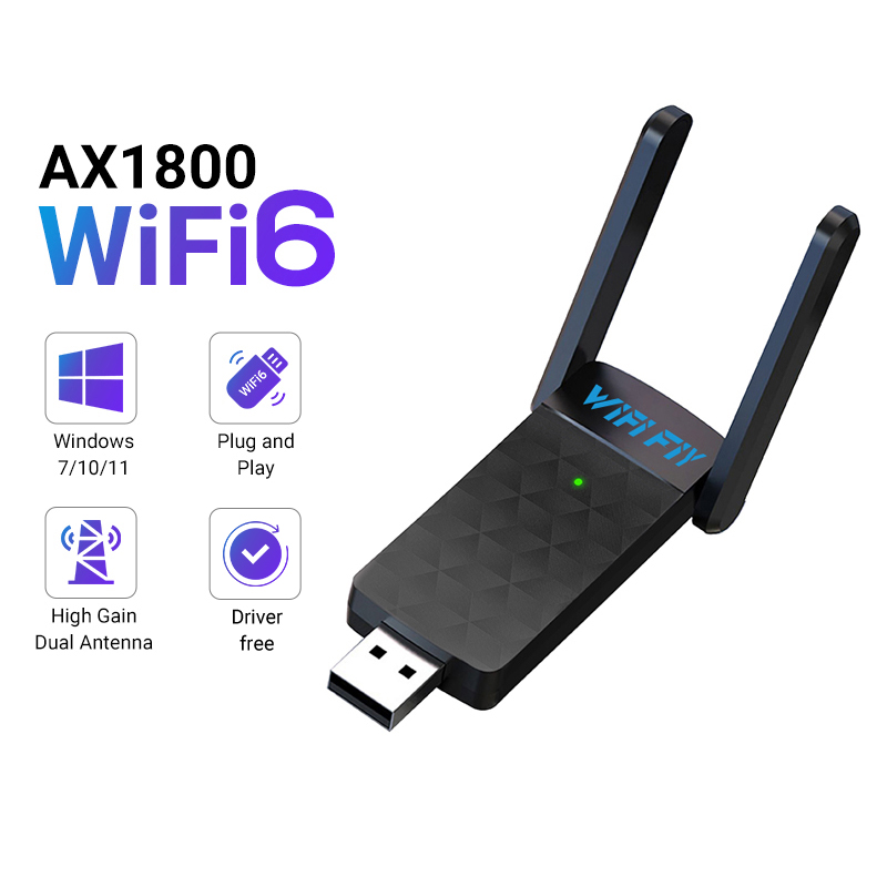 Antenna 2.4Ghz - 1800 Mbit/s WiFi 6 USB-Adapter 5G/2,4