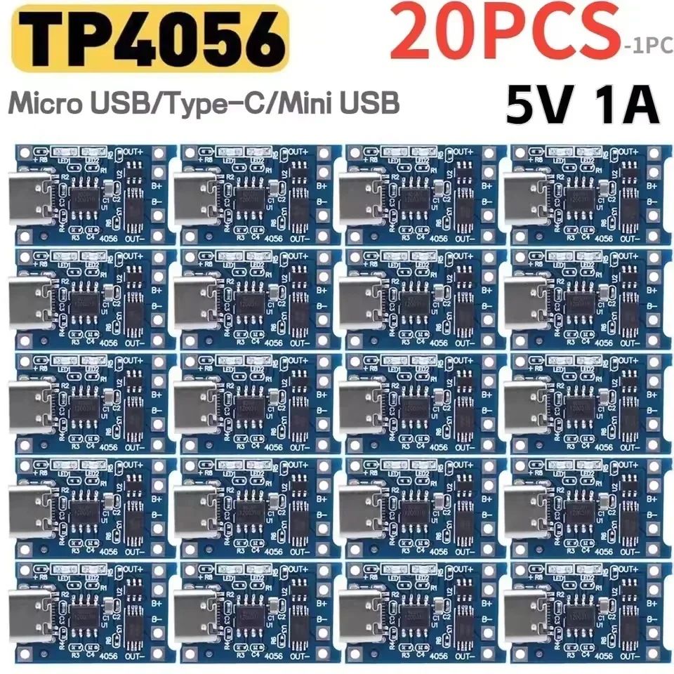 Li Ion Charger Module - 1-20 Stück Typ-C/Micro/Mini USB 5V 1A