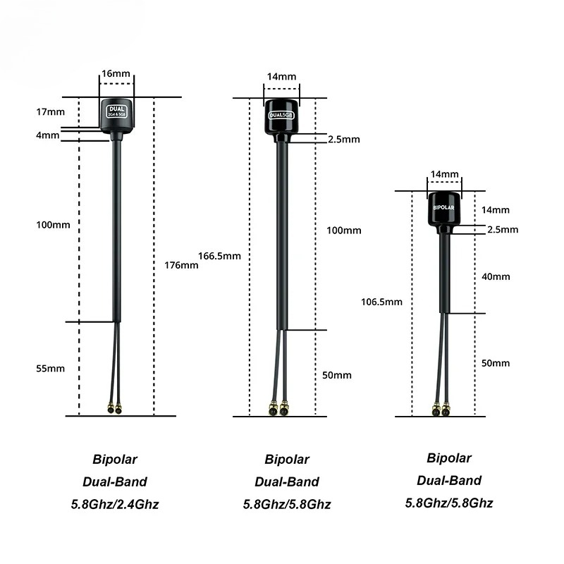Antenna 2.4Ghz - Flywoo Bipolare Dual-Band 5.8Ghz/2.4Ghz UFL-Antenne für