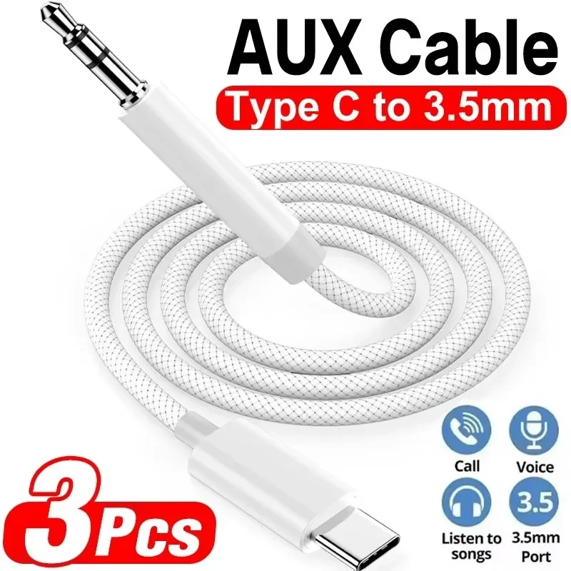 Usb C Cable - USB-C auf 3,5-mm-AUX-Audiokabel, Nylon-ummanteltes Typ-C-AUX-Kabel für